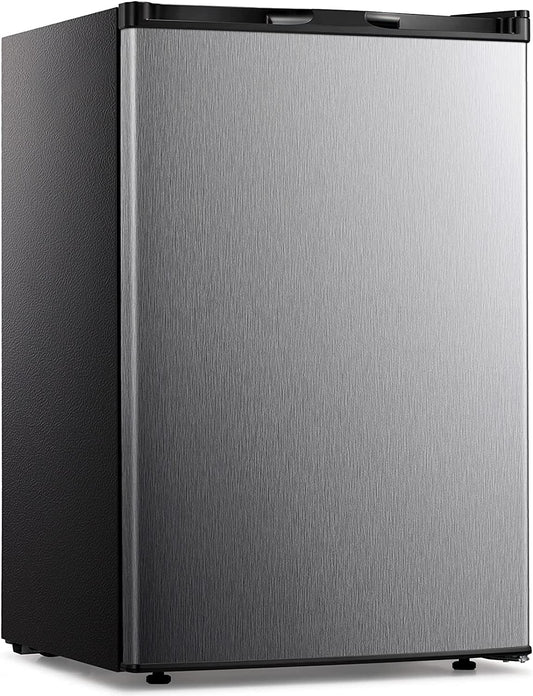 3.0 Cu.Ft Compact Upright Freezer with Reversible Single Door,Removable Shelves Mini Freezer with Adjustable Thermostat for Home/Kitchen/Office (3.0 Cu.Ft, Stainless Steel)