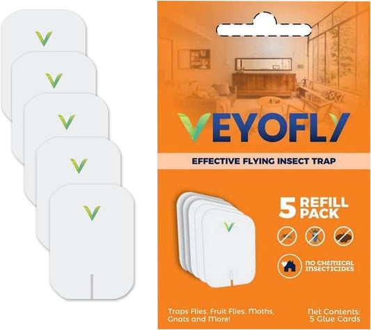 Refills for Flying Insect Trap, Insect Catcher, Indoor Fly Trap, Safer Home, Fruit Fly Traps for Indoors, Gnat Killer Indoor, Bug Killer, Mosquito Killer (Pack of 5)
