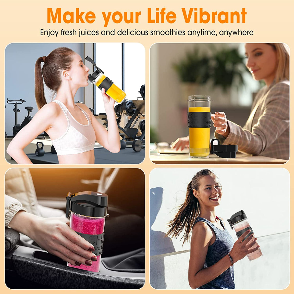 Personal Blender, 500 Watts Bullet Blender for Shakes and Smoothies, 10-Piece Kitchen Blender Set with 20Oz Sports Mug, Grinder Cup, 2 To-Go Lid, Freezer Rod and Lemon Squeezer,Bpa Free (Black-Silver)