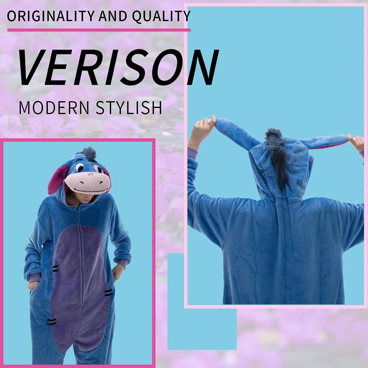 Snug Fit Unisex Adult Onesie Pajamas, Flannel Cosplay Animal One Piece Halloween Costume Sleepwear Homewear