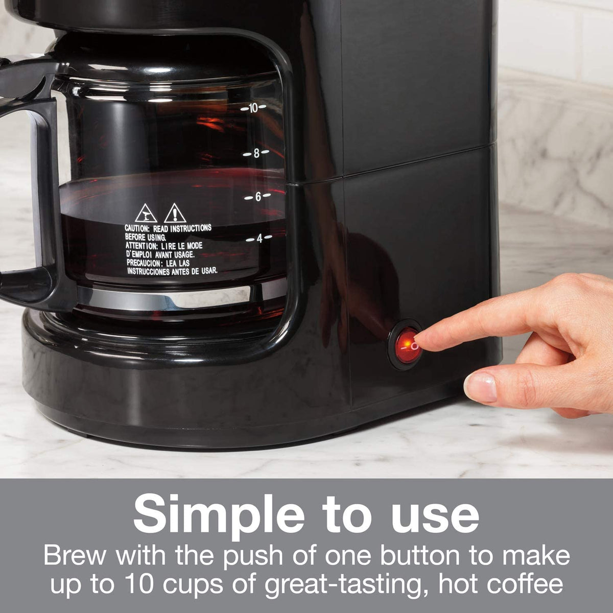 Proctor Silex Coffee Maker, Works with Smart Plugs That Are Compatible with Alexa, Auto Pause and Serve, 10-Cup, Black