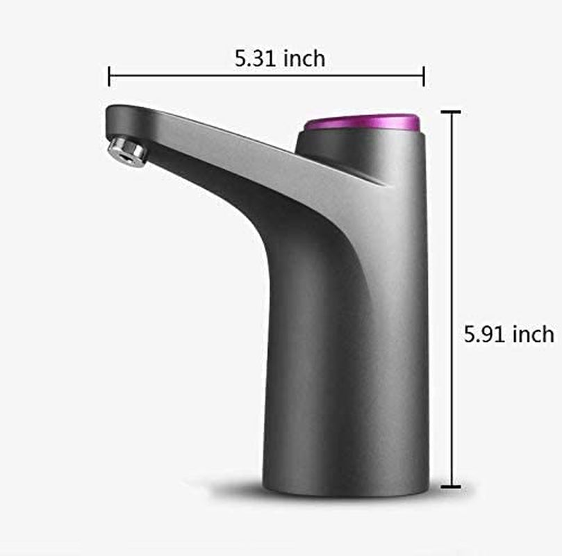 water Dispenser, Portable Water Bottle Pump for Universal 3, 4 and 5 Gallon with USB Electric Charging and Automatic off Switch (Black)