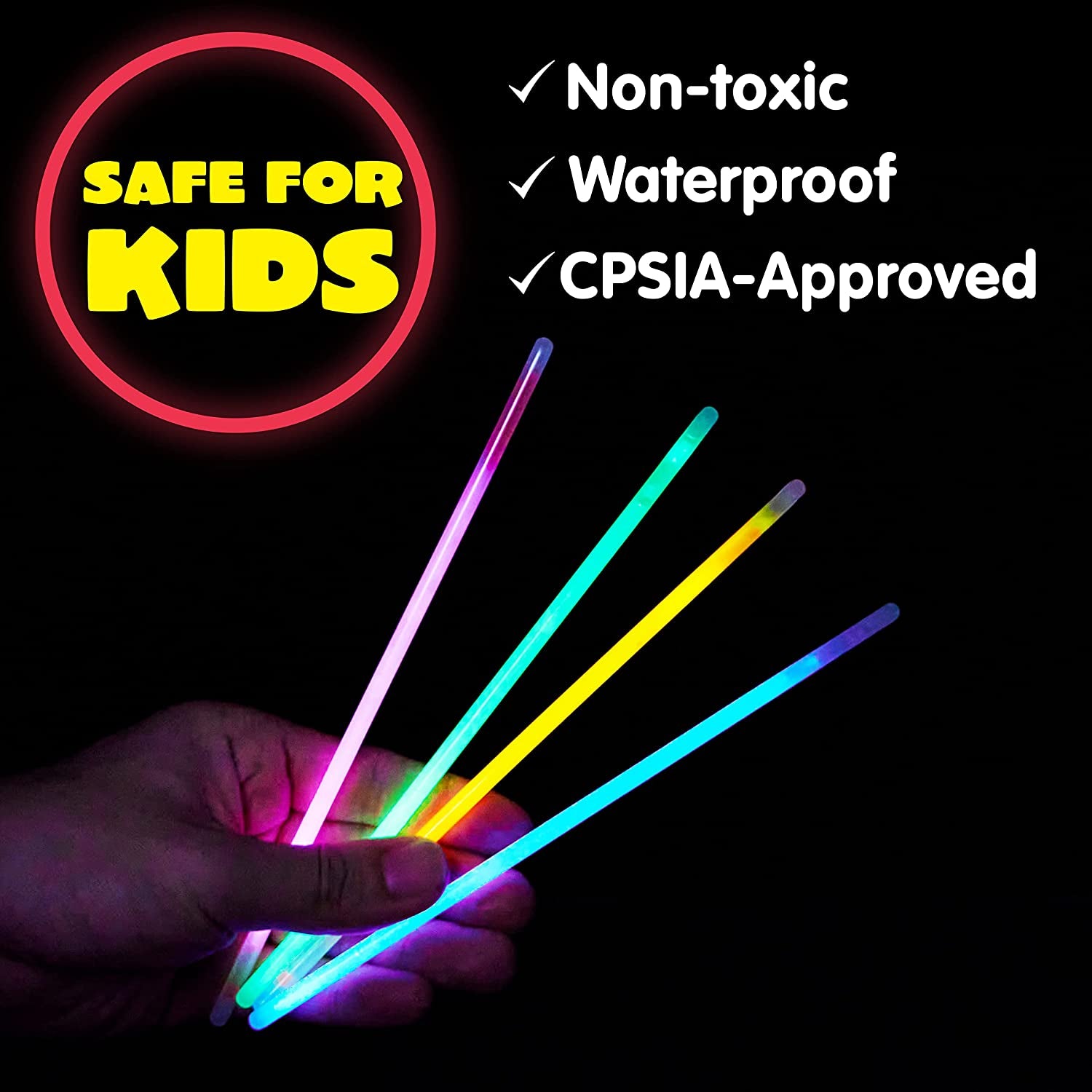200 Pcs Glow Sticks Bulk 8" Glowsticks, Glow Stick Bracelets Necklaces, Glow in the Dark Neon Party Supplies, Easter, Christmas, Halloween Party Supplies Pack, Football Party Supplies