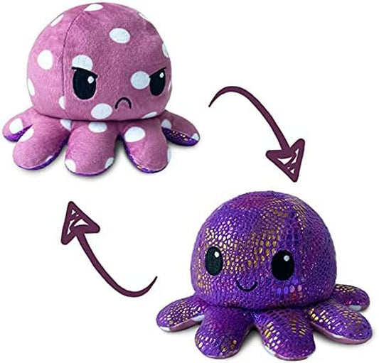 - the Original Reversible Octopus Plushie - Purple Polka Dot + Shimmer - Cute Sensory Fidget Stuffed Animals That Show Your Mood