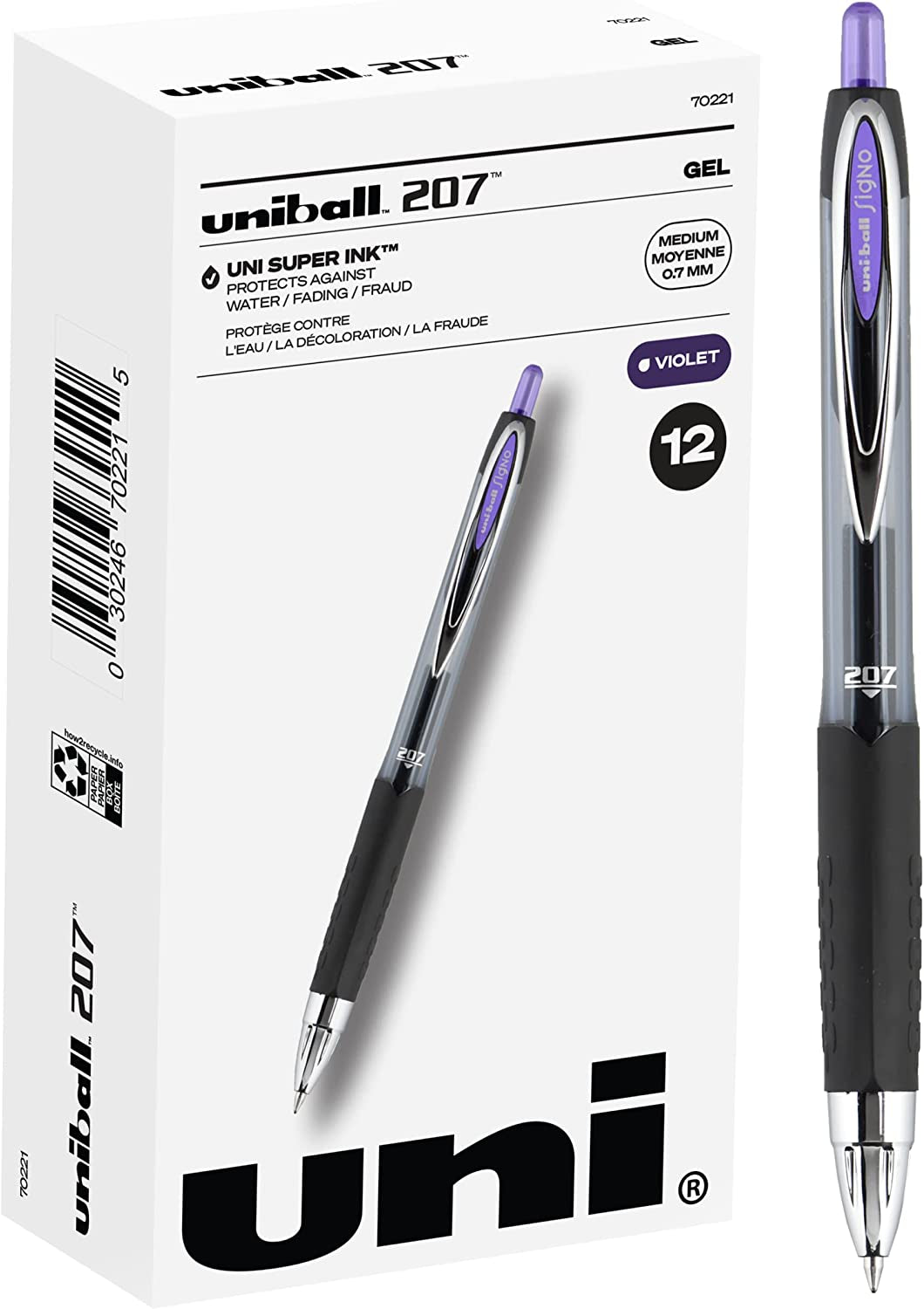 Uniball Signo 207 Gel Pen 12 Pack, 0.7Mm Medium Purple Pens, Gel Ink Pens Office Supplies Sold by Uniball Are Pens, Ballpoint Pen, Colored Pens, Gel Pens, Fine Point, Smooth Writing Pens