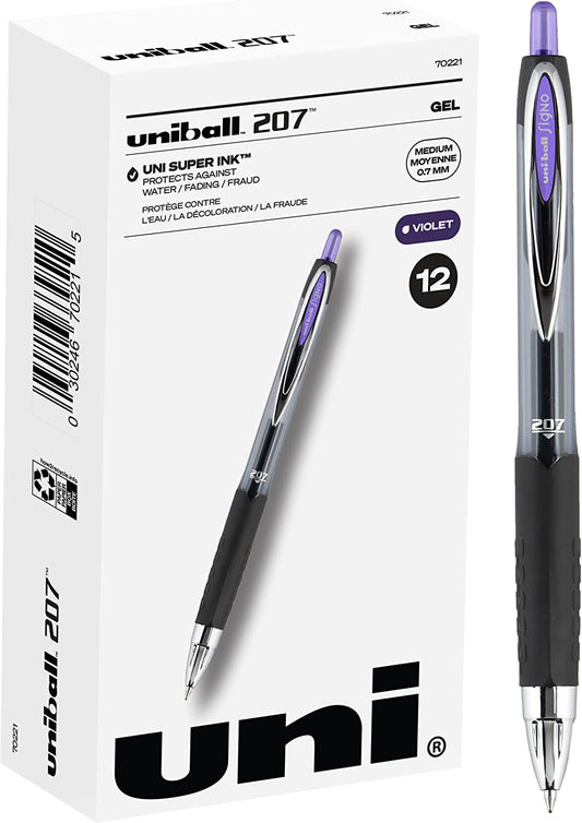 Uniball Signo 207 Gel Pen 12 Pack, 0.7Mm Medium Purple Pens, Gel Ink Pens Office Supplies Sold by Uniball Are Pens, Ballpoint Pen, Colored Pens, Gel Pens, Fine Point, Smooth Writing Pens