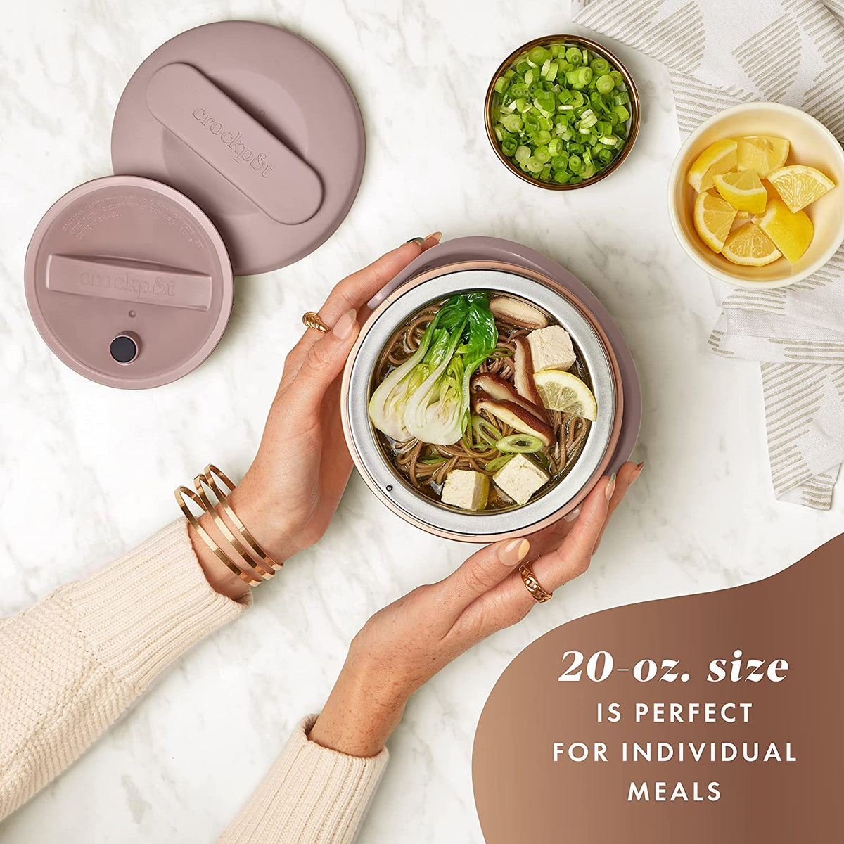 Electric Lunch Box, Portable Food Warmer for Travel, Car, On-The-Go, 20-Ounce, Blush Pink