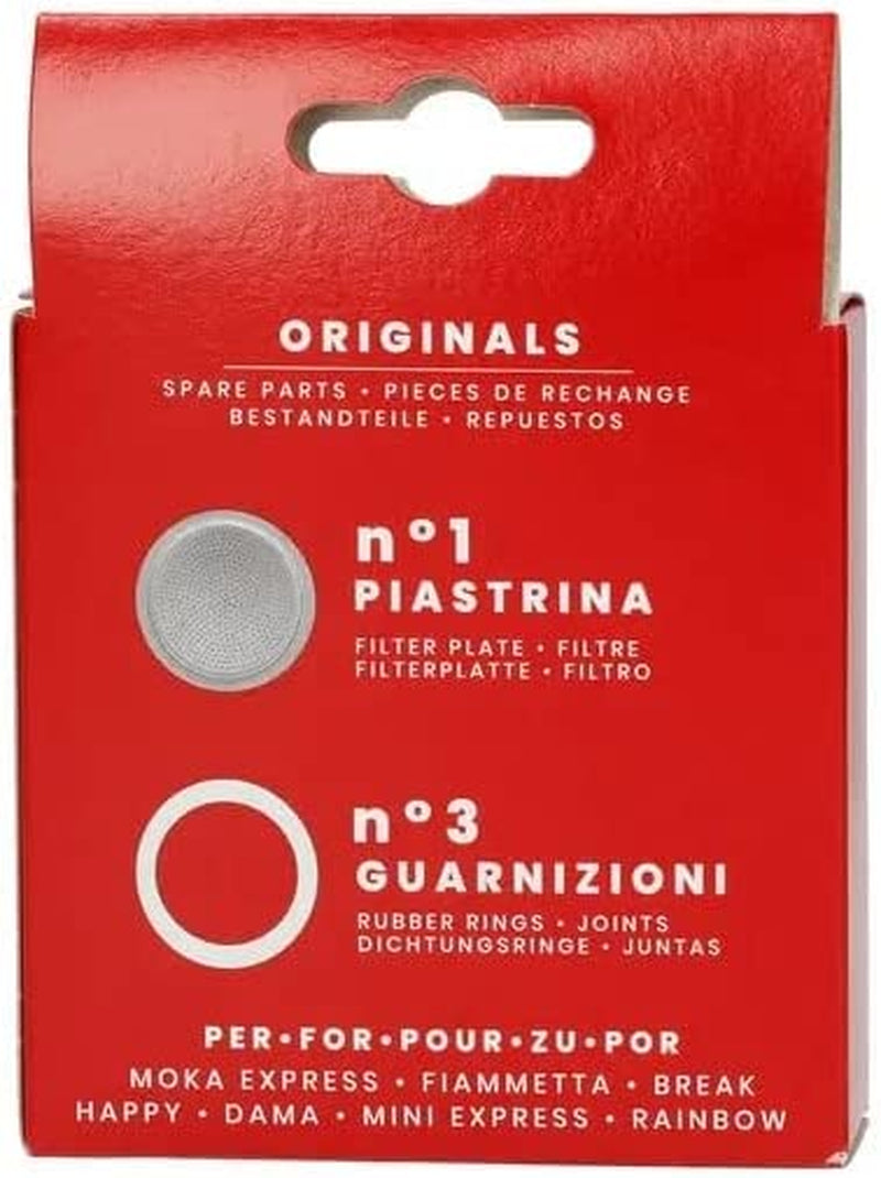 3 Gaskets (Rubber Rings) 1 Filter Plate Replacement for Moka 3 + 4 Cups
