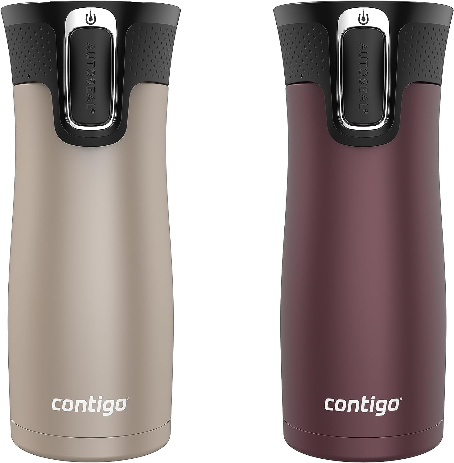 West Loop Stainless Steel Vacuum-Insulated Travel Mug with Spill-Proof Lid, Keeps Drinks Hot up to 5 Hours and Cold up to 12 Hours, 16Oz 2-Pack, Brown Sugar & Chocolate Truffle Metallic