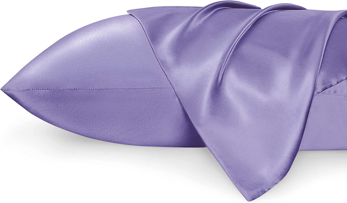 Satin Pillowcase Standard Set of 2 - Lilac Silky Pillow Cases for Hair and Skin 20X26 Inches, Pillow Covers with Envelope Closure, Similar to Silk Pillow Cases, Gifts for Women Men