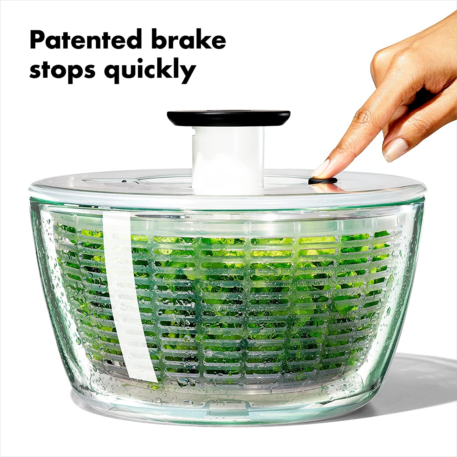 Good Grips Glass Salad Spinner, Large/6.22 Quart, Clear