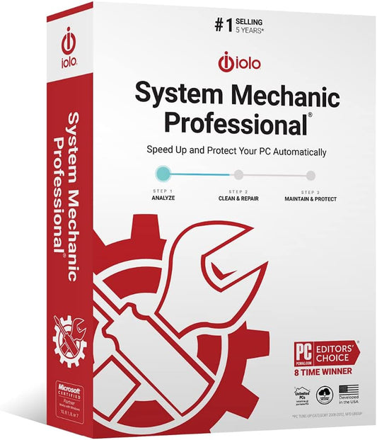 - System Mechanic Pro, Computer Cleaner for Windows, Blocks Viruses and Spyware, Restores System Speed, Software License