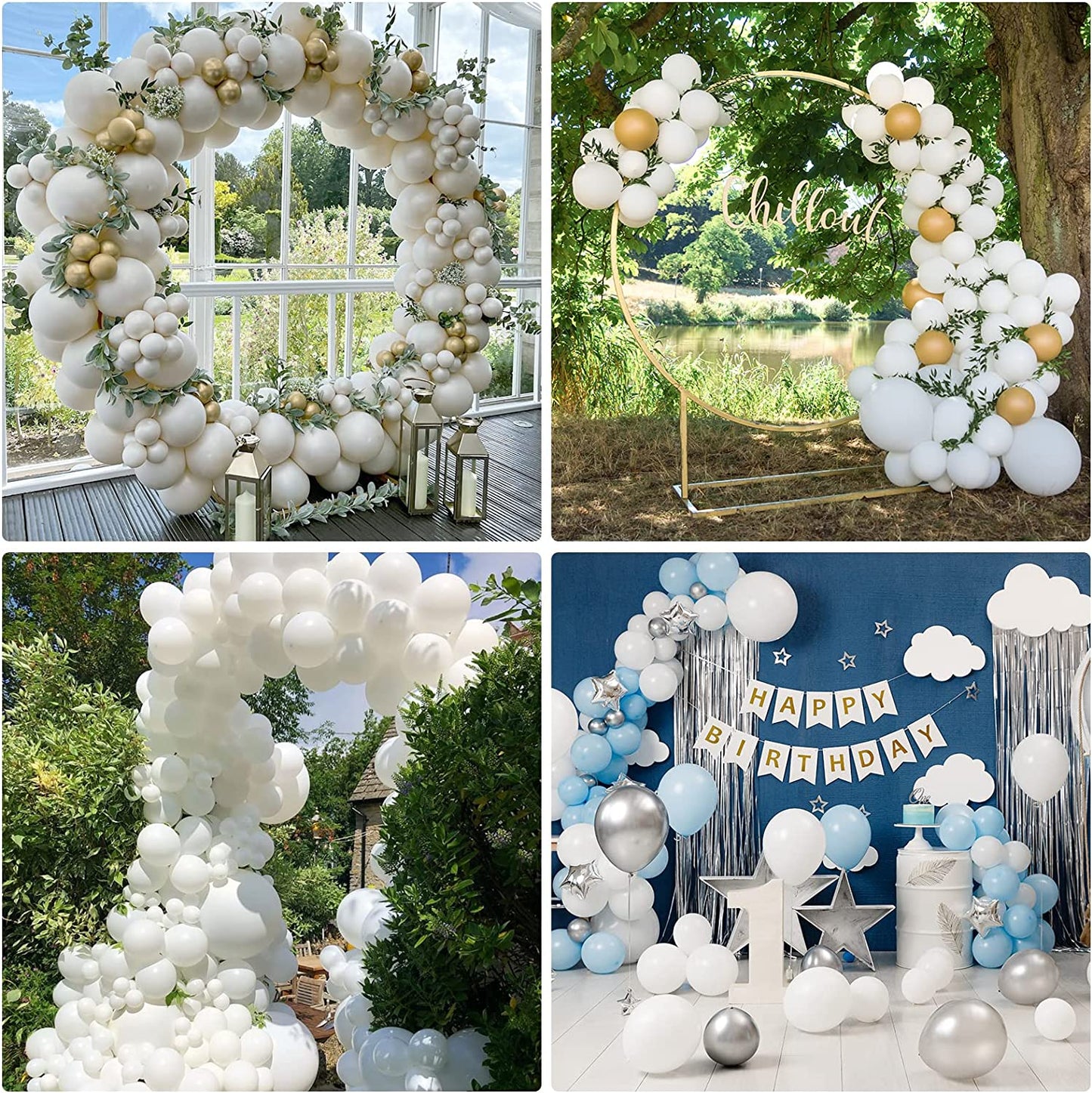 129Pcs White Balloons Different Sizes 18 12 10 5 Inch for Garland Arch,Premium Party Latex Balloons for Birthday Party Graduation Wedding Anniversary Baby Shower Party Decoration