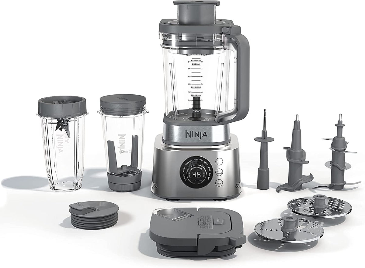 Ninja SS401 Foodi Power Blender Ultimate System with 72 Oz Blending & Food Processing Pitcher, XL Smoothie Bowl Maker and Nutrient Extractor* & 7 Functions, Silver