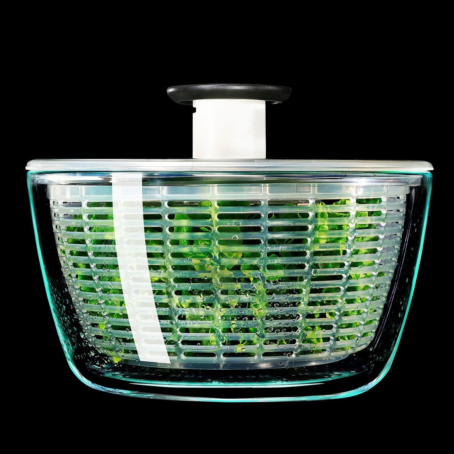 Good Grips Glass Salad Spinner, Large/6.22 Quart, Clear