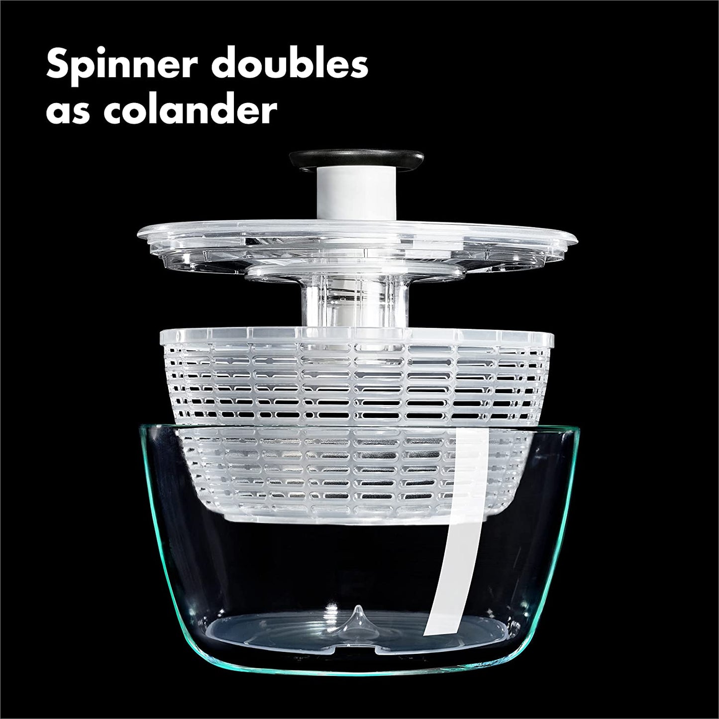 Good Grips Glass Salad Spinner, Large/6.22 Quart, Clear
