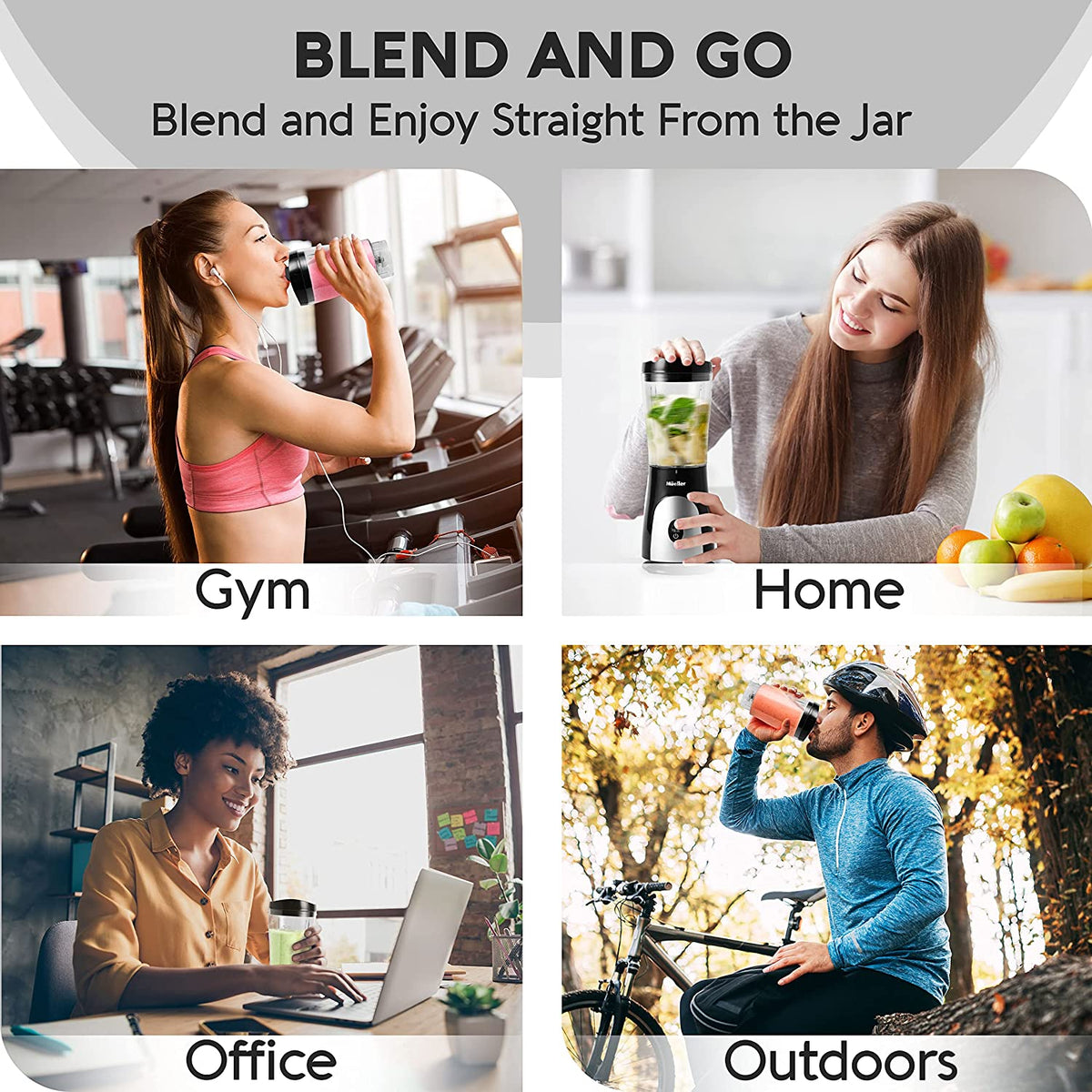Mueller Ultra Bullet Personal Blender for Shakes and Smoothies with 15 Oz Travel Cup and Lid, Juices, Baby Food, Heavy-Duty Portable Blender & Food Processor, Black