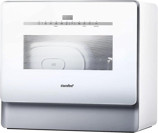 Portable Dishwasher, Countertop Dishwasher with 3 Place Settings, Mini Dishwasher with More Space Inside, 6 Programs, Auto-Open Drying, Touch Control, White
